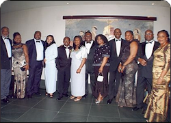 Lontar Couples (from left): Ken & Dorothy Barber; Robert & Rose Awoloye-Kio; Boma & June Douglas; Tony & Florence Otokito; Steve & Nkem Benamaisia; Edwin & Bio Ndaliki 